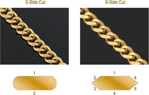 Vista 3 de KRKC&CO Cadenas de eslabones cubanos para hombre de 23560.354in, oro de 18 quilates, cadena de eslabones cubanos de Miami, joyería de hip hop
