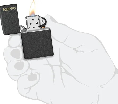 Vista 5 de Zippo Encendedor de Bolsillo Clásico con Logo Agrietado Negro