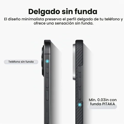 Vista 5 de pitaka Funda para iPhone 16 Pro de 6.3 pulgadas, compatible con MagSafe, ultra delgada, con sensación sin funda, tejido de fibra de aramida 600D