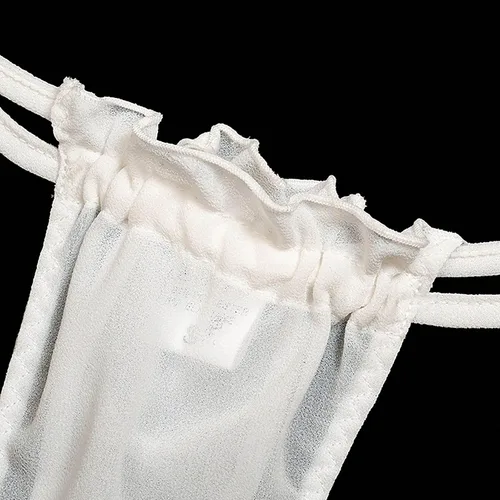Vista 4 de Conjunto de lencería sexy para mujer, con hombros descubiertos, lazo frontal, brasier y bragas