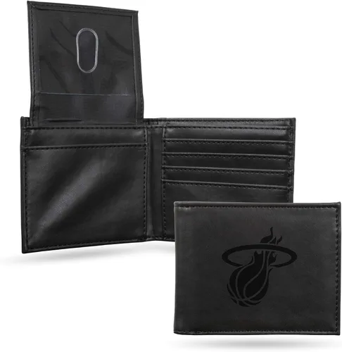 Vista 18 de Rico Industries - Cartera de diseño delgado con grabado láser de la NBA, cartera con grabado láser estilo billetera - Gran regalo Negro