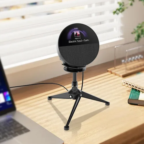 Vista 8 de Small Metal Tripod Holder for Echo Spot, Cute Desktop Speaker Mount Stand Portable with Cable Management, Adjustable Height from 4.3"-6.6", 1 Pack