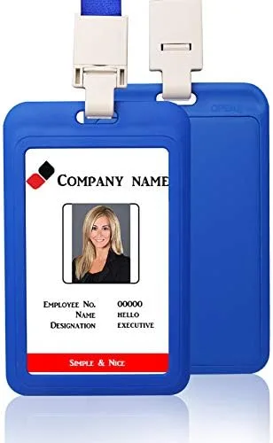 Vista 13 de Estuche protector de plástico vertical negro duro con ventana transparente con cordón desmontable para tarjetas de identificación de oficina