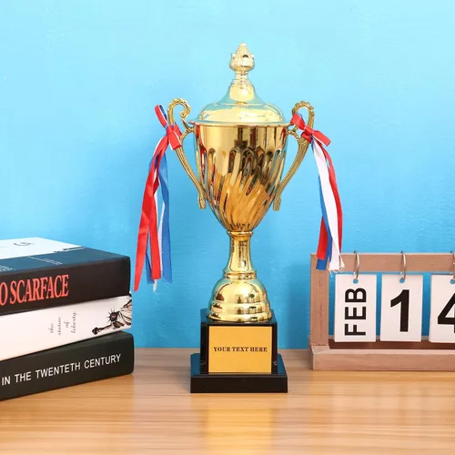 Vista 3 de Trofeos personalizados con grabado personalizado - Copa de Oro para torneos deportivos