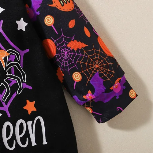 Vista 4 de FANCYINN Disfraz infantil de calabaza Jackolantern con capucha para bebé, disfraz de Halloween para niños pequeños