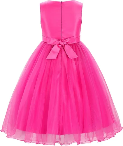 Vista 2 de Uhnice Vestido de fiesta de niña de las flores de malla de tul sin mangas