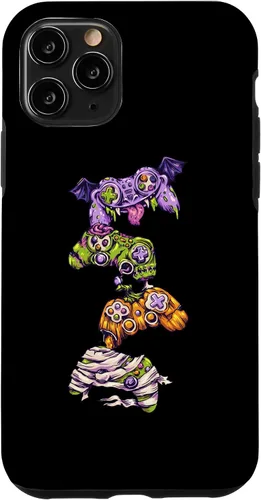 Vista 10 de Funda para iPhone 15 Halloween Skeleton Zombie Gaming Controllers para niños