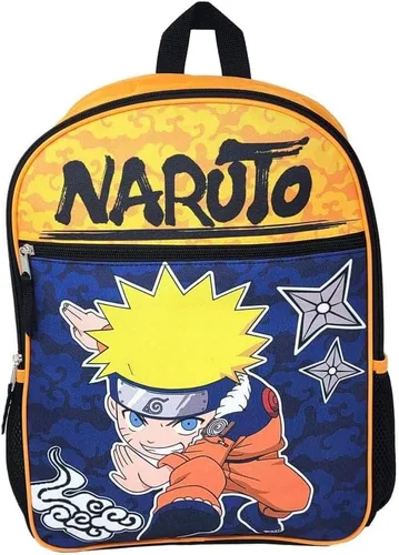 Vista 3 de Bioworld Naruto - Mochila de 16 pulgadas con 1 bolsillo frontal, Naranja, Mochila