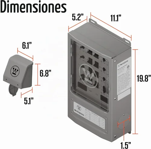 Vista 6 de Westinghouse - Kit de interruptor de transferencia de 30 amperios con 8 circuitos, compatible con generadores de hasta 7500 vatios