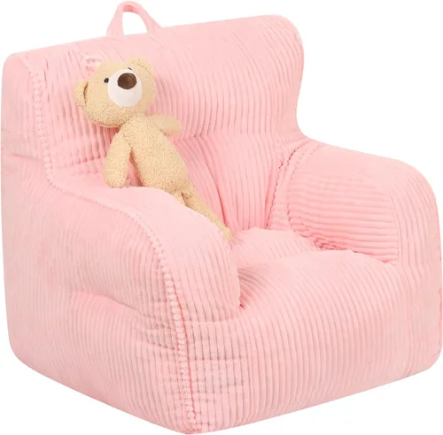 Vista 9 de MOMCAYWEX Silla Puf para Niños con un Oso de Peluche, Silla Cómoda para Niños Pequeños para Niños y Niñas, Beige