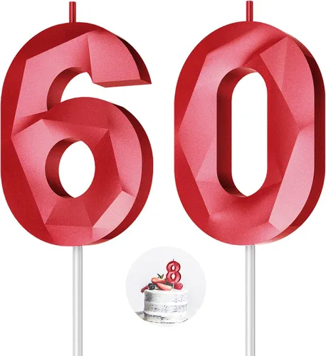 Vista 9 de Velas de cumpleaños con números (0 velas negras), forma de diamante 3D, decoración de pastel de feliz cumpleaños para niños y hombres, cumpleaños