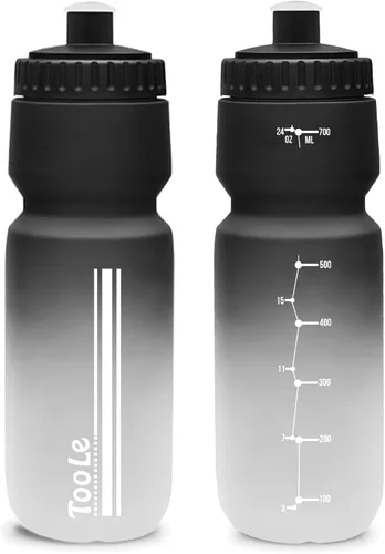 Vista 8 de Botella de agua para bicicleta, botella de agua exprimible para ciclismo, a prueba de fugas, sin BPA, con escala de capacidad con tapa superior