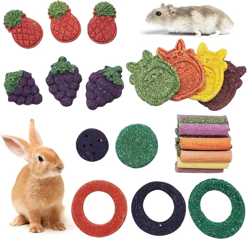 Vista 12 de Fhiny Juguetes masticables de conejo, 30 palitos naturales para masticar, hechos a mano, conejillo de indias, golosinas molares para dientes