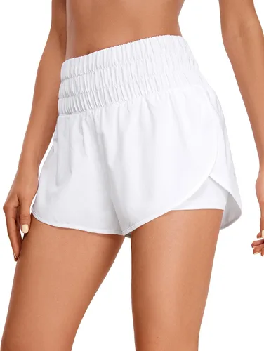 Vista 21 de CRZ YOGA - Pantalones cortos de correr 2 en 1 divididos para mujer de 3 pulgadas - Pantalones cortos de entrenamiento atlético de cintura alta
