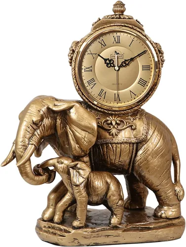 Vista 9 de SUNESA Reloj de mesa, reloj de péndulo, escritorio, elefante, reloj de escritorio, adornos, hogar, sala de estar, retro, de madera, reloj de 1