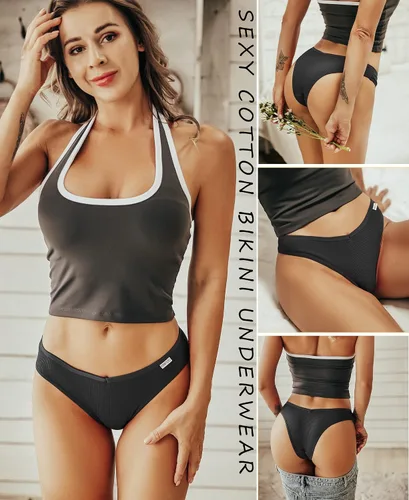 Vista 4 de FINETOO Ropa interior de algodón para mujer, sexy, elástica, de tiro bajo, hipster, suave, con cintura en V