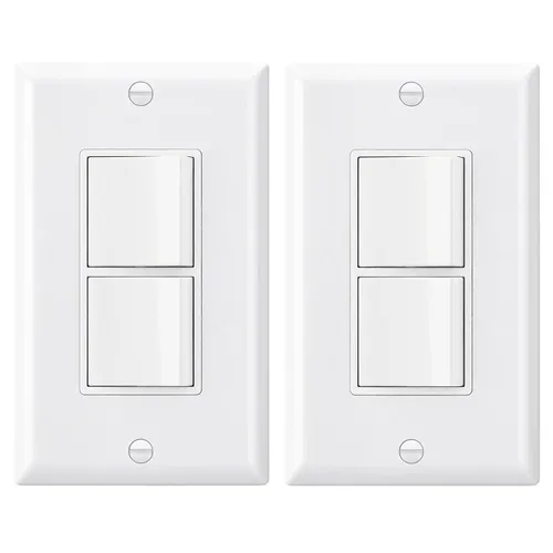 Vista 20 de Baomain Interruptor basculante dúplex de 15 Amp, 120 voltios, Interruptor combinado de CA monofólico