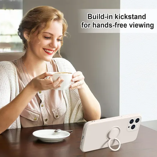 Vista 6 de Hython Funda para iPhone 12 Pro Max con soporte de anillo [soporte de anillo giratorio de 360° con soporte magnético] [forro de microfibra suave]
