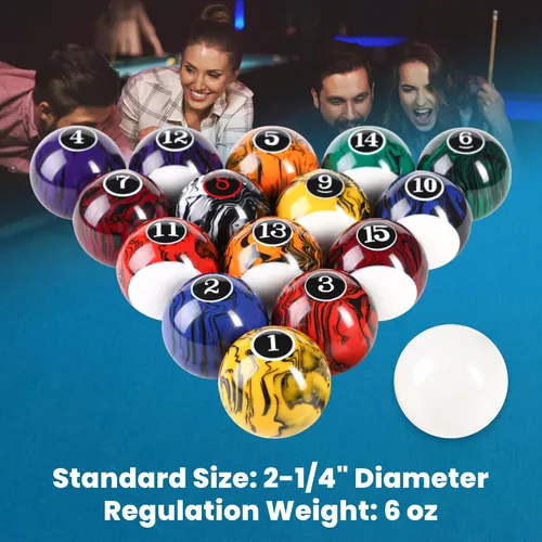 Vista 4 de Billiard Balls Pool Table 16 Ball Complete Set with Cue Ball negro (black swirl)