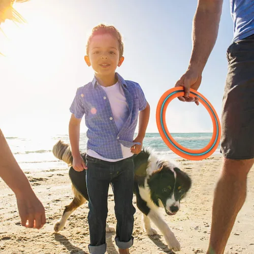 Vista 4 de JEEFUD Disco volador para niños y adultos, anillo volador de 11 pulgadas, paquete de 3 discos suaves para jugar deportes en la playa, patio trasero