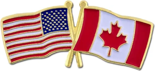 Vista 179 de PinMart Pin de solapa esmaltado con bandera de la amistad cruzada de Estados Unidos y el mundo