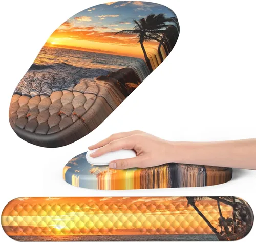 Vista 8 de Alfombrilla ergonómica para mouse y teclado con diseño de masaje, soporte de muñeca para mouse que ahorra espacio, reposamuñecas de espuma