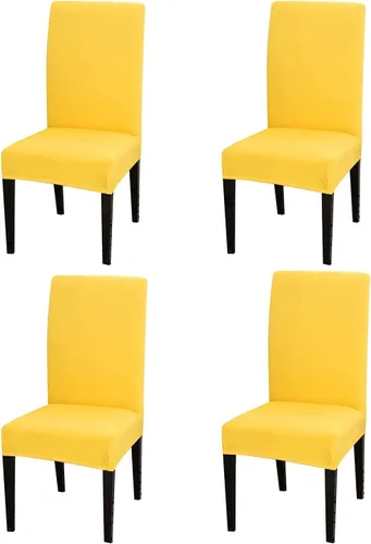 Vista 17 de Chickwin Paquete de 2 fundas elásticas para sillas de comedor, fundas elásticas negras para sillas de cocina, de elastano, sin brazos, ideales