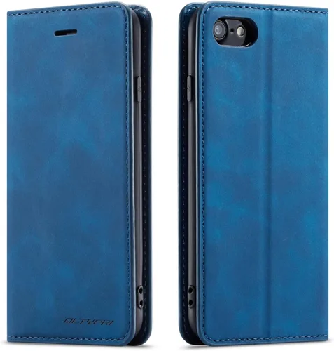 Vista 19 de QLTYPRI Funda para iPhone 6 Plus/6S Plus, cubierta de piel PU con tarjetero, funda tipo billetera con solapa magnética y a prueba de golpes - Vino