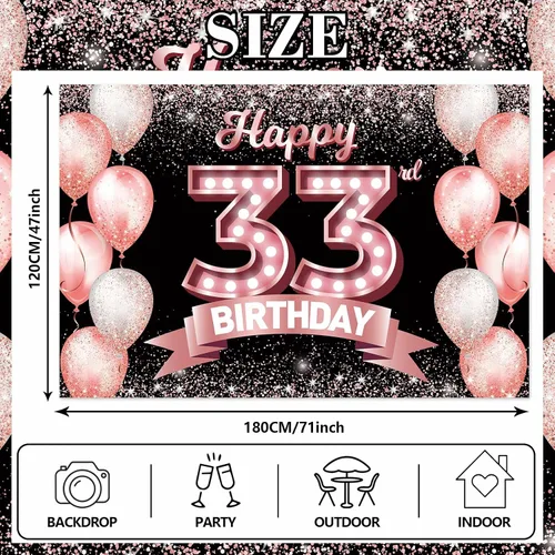 Vista 285 de Cartel de feliz cumpleaños décimo oro rosa, telón de fondo, saludos a 10 años, globos de confeti, decoración temática para niñas de 10 años