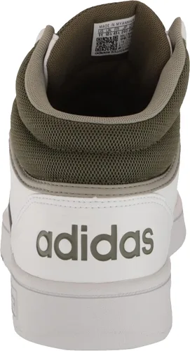 Vista 3 de adidas Hoops 3.0 Mid - Tenis de baloncesto para hombre, blancoplateado guijarroverde oliva, talla 9.5, BlancoPlata GuijarroEstratos Oliva