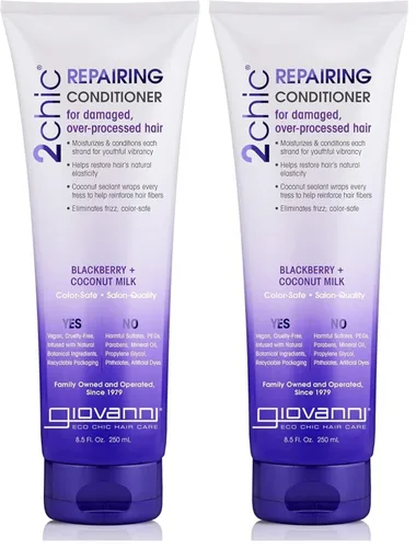 Vista 7 de Giovanni - Acondicionador cremoso de aguacate y aceite de oliva Over-Processed Hair, Helps Restore Hair's Natural Elasticity, Blackberry & Coconut