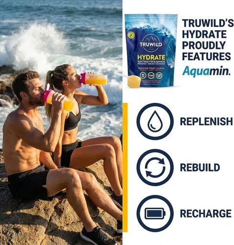 Vista 2 de TruWild Polvo de hidratación natural con cero azúcar, electrolitos veganos + aminoácidos, bebida de recuperación para uso diario, suplemento