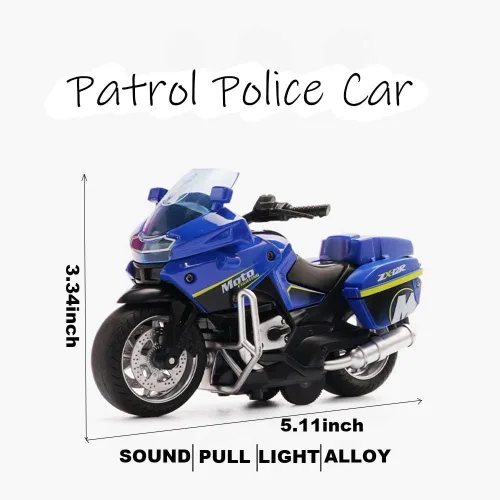 Vista 2 de Juguetes de motocicleta de tracción hacia atrás, pequeño regalo con iluminación musical, motocicletas de policía de juguete para niños de 3, 4, 5