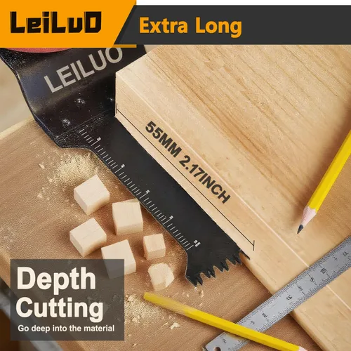 Vista 4 de LEILUO 7 cuchillas oscilantes para herramientas de madera, dientes Cuchillas multiherramienta CRV, hoja universal multiherramienta para Dewalt
