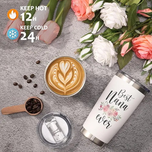 Vista 5 de Regalos del Día de la Madre para Nana - Vaso de 20 oz Los mejores regalos para Nana para abuela de parte de nieta, nieto, nietos, bisnietos - Vaso