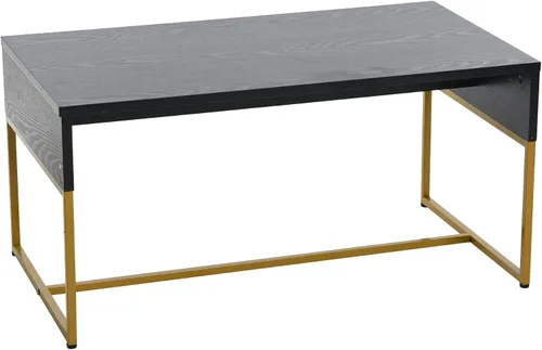 Vista 13 de Household Essentials Mesa de centro de grano Ashwood con base de hierro negro