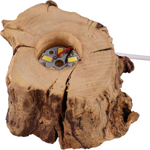 Vista 7 de VOSAREA Bola de cristal Base de madera Tocón de árbol Luz LED Luces de escritorio para oficina Soporte de mesa Soporte de mesa Soporte de bola