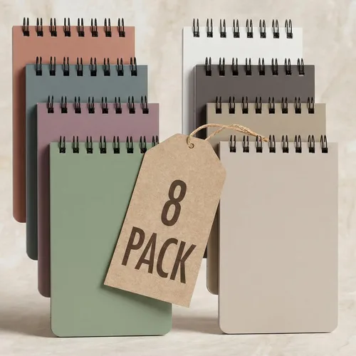 Vista 9 de ZICOTO Cuadernos de bolsillo estéticos, juego de 8 - Pequeños cuadernos en espiral de 3x5 con páginas rayadas para mujeres u hombres - Los pequeños