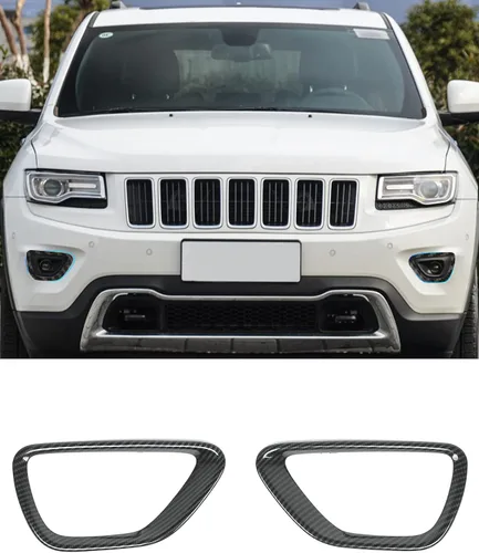 Vista 8 de JeCar Cubierta delantera para faros antiniebla, bisel, accesorios exteriores para Jeep Grand Cherokee 2014-2016, color negro