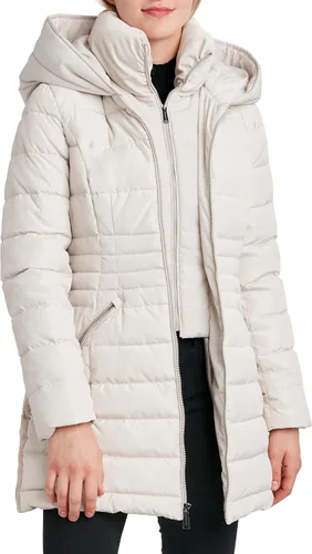 Vista 2 de LAUNDRY BY SHELLI SEGAL Chaqueta acolchada 34 para mujer con capucha y ribete de terciopelo