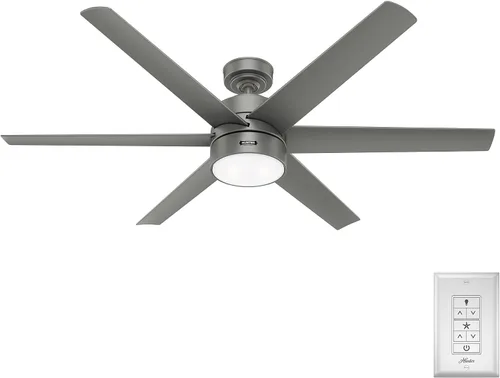 Vista 15 de Hunter Solaria 51477 - Ventilador de techo para exteriores o interiores de 72 pulgadas con luz LED, ventilador de techo blanco con control de pared