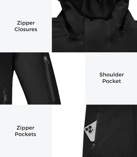 Vista 5 de wantdo Chaqueta impermeable ligera para hombre con capucha rompevientos