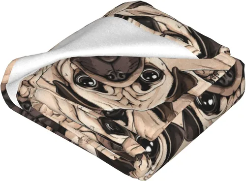 Vista 3 de Manta de perro de carlino, suave y acogedora manta de forro polar cálido para sofá cama de 60 x 50 pulgadas