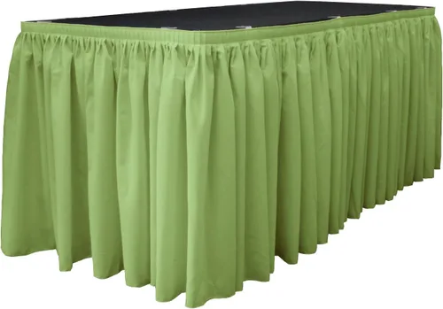 Vista 60 de LA Linen Falda de mesa de popelina de poliéster para mesas rectangulares, tela plisada para banquetes de boda, 14 pies por 29 pulgadas de largo