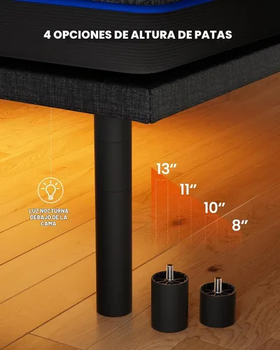 Vista 6 de Amada - Base de cama ajustable individual XL y juego de colchón de espuma viscoelástica de gel refrescante de 14 pulgadas, inclinación de cabeza