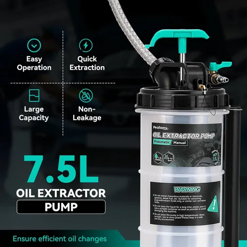 Vista 2 de Poafamx Bomba de Extracción de Aceite de 7.5L, Neumática/Manual, Bomba de Extracción de Líquido de 2 Galones, Bomba de Vacío para Cambio de Aceite