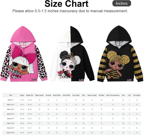 Vista 6 de L.O.L. Surprise! Chaqueta con cremallera de lentejuelas para niña pequeña, chaqueta con estampado de personajes de manga larga
