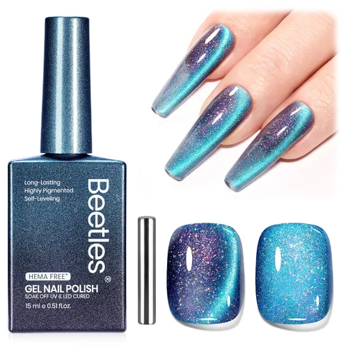 Vista 30 de Beetles - Esmalte de gel blanco, 0.5 onzas líquidas, tamaño completo, sin A - Creme White Hema Free white Rhythm