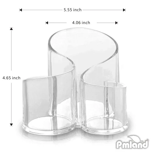 Vista 2 de Recipiente de acrílico ondulado de alta calidad para colocar cepillos de maquillaje y cosméticos.