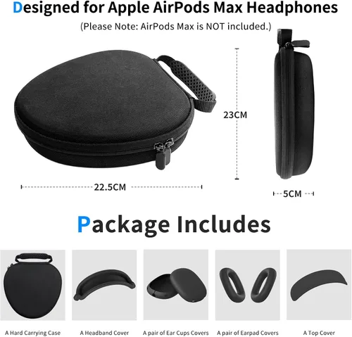 Vista 6 de Funda rígida para AirPods Max con modo de sueño, funda de transporte para auriculares con almohadillas de silicona para AirPods